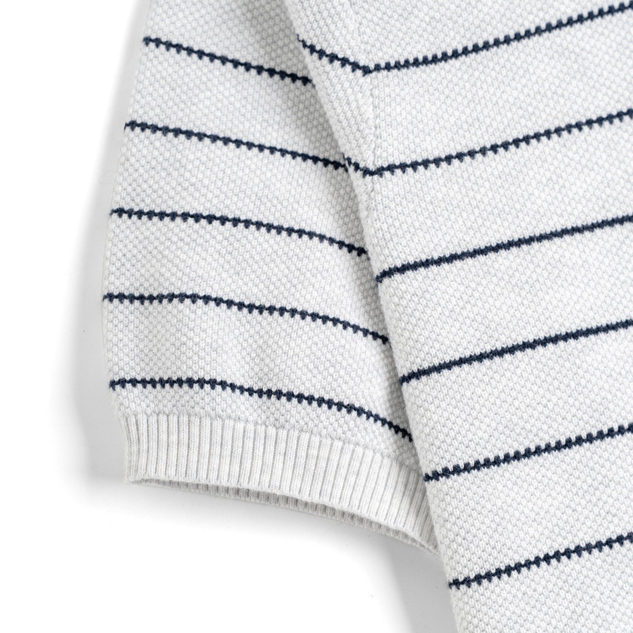 Áo Polo Dệt Kim By Cotton Melange Xám Sọc To