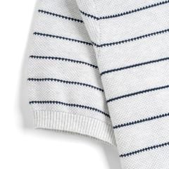 Áo Polo Dệt Kim By Cotton Melange Xám Sọc To