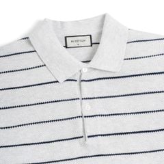 Áo Polo Dệt Kim By Cotton Melange Xám Sọc To