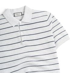 Áo Polo Dệt Kim By Cotton Melange Xám Sọc To