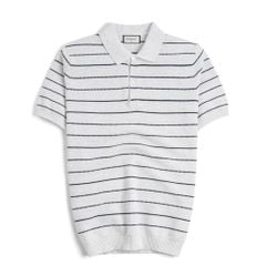 Áo Polo Dệt Kim By Cotton Melange Xám Sọc To