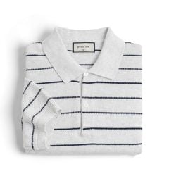 Áo Polo Dệt Kim By Cotton Melange Xám Sọc To