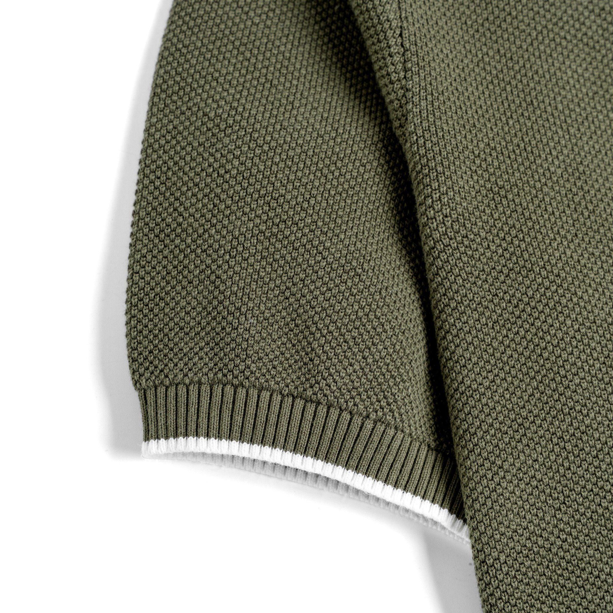 Áo Polo Dệt Kim By Cotton Melange Xanh Ô Liu SS2