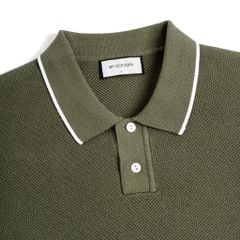 Áo Polo Dệt Kim By Cotton Melange Xanh Ô Liu SS2