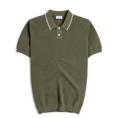 Áo Polo Dệt Kim By Cotton Melange Xanh Ô Liu SS2