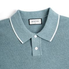 Áo Polo Dệt Kim By Cotton Melange Xanh Lam SS2