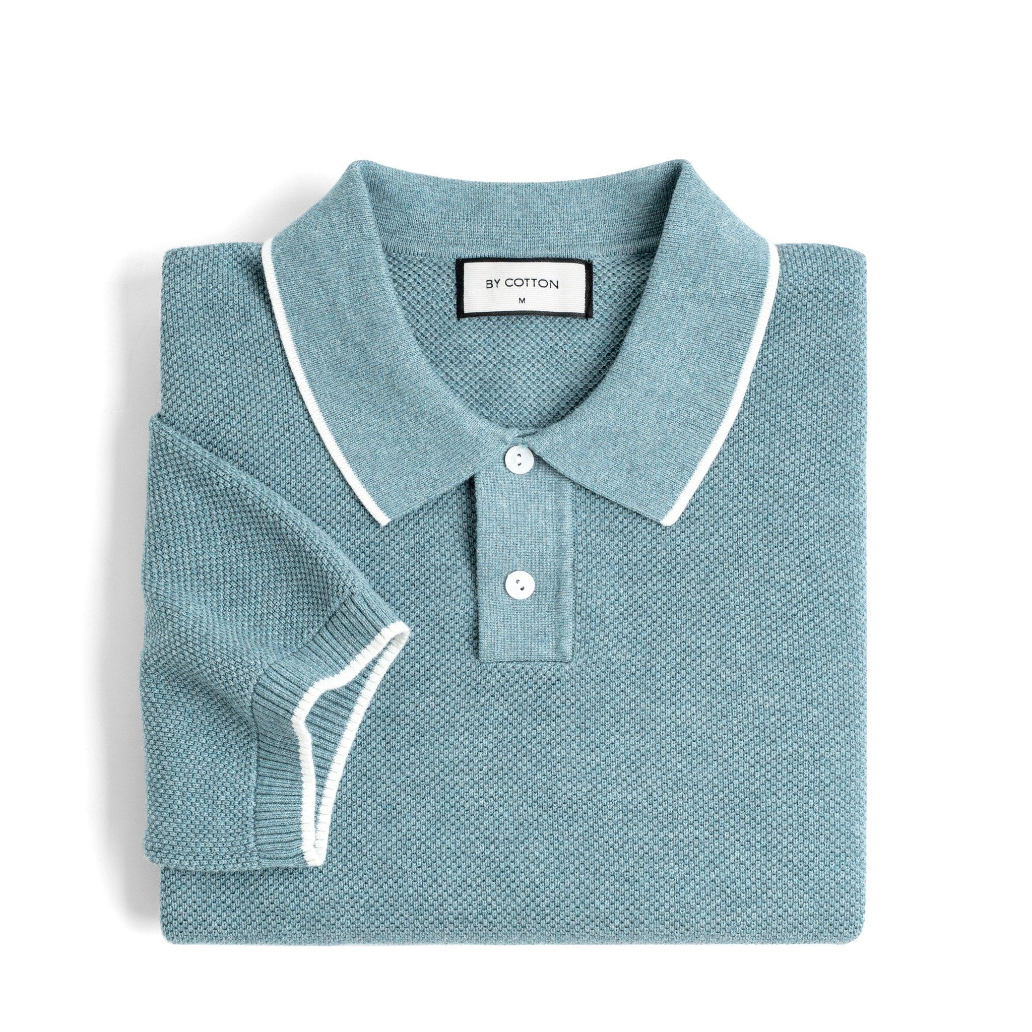 Áo Polo Dệt Kim By Cotton Melange Xanh Lam SS2