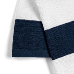 Áo Polo Dệt Kim By Cotton Thêu Ngựa Sọc Trắng - Xanh Đen