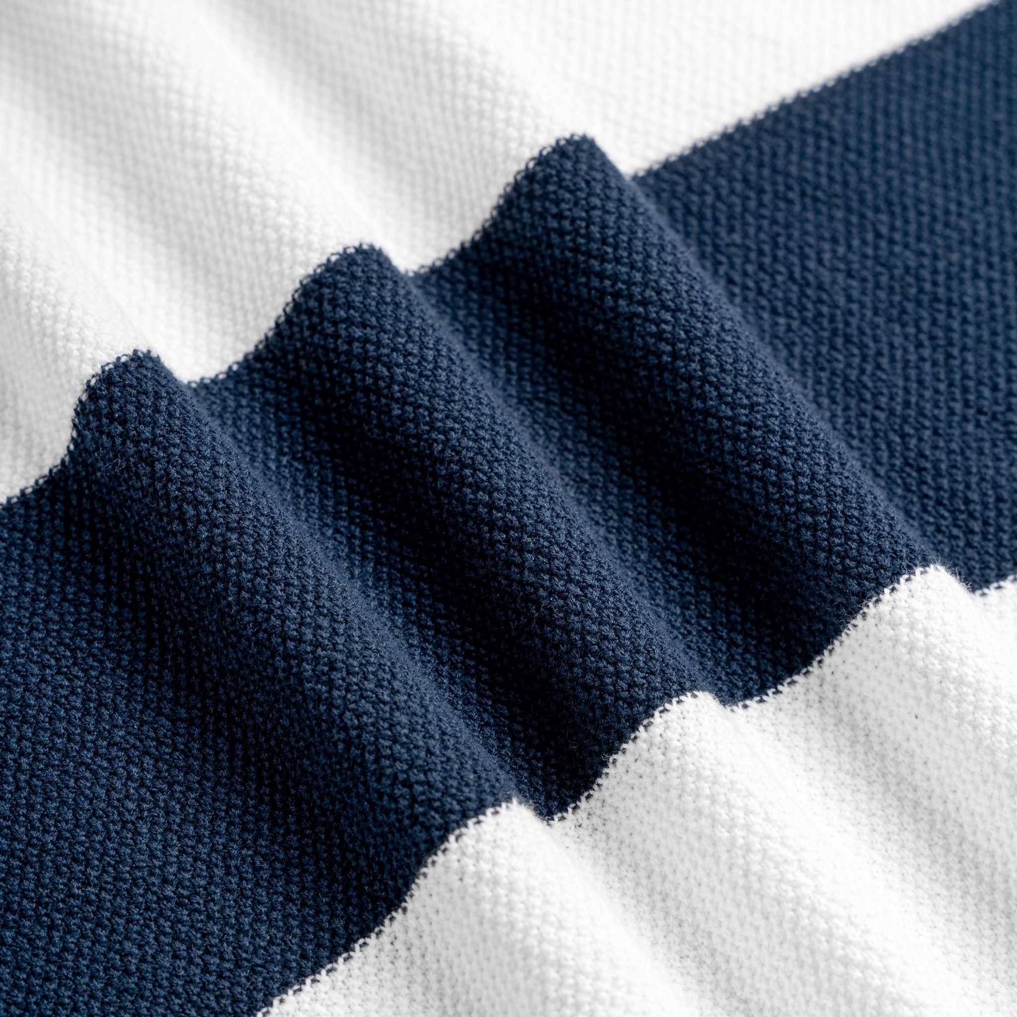 Áo Polo Dệt Kim By Cotton Thêu Ngựa Sọc Trắng - Xanh Đen