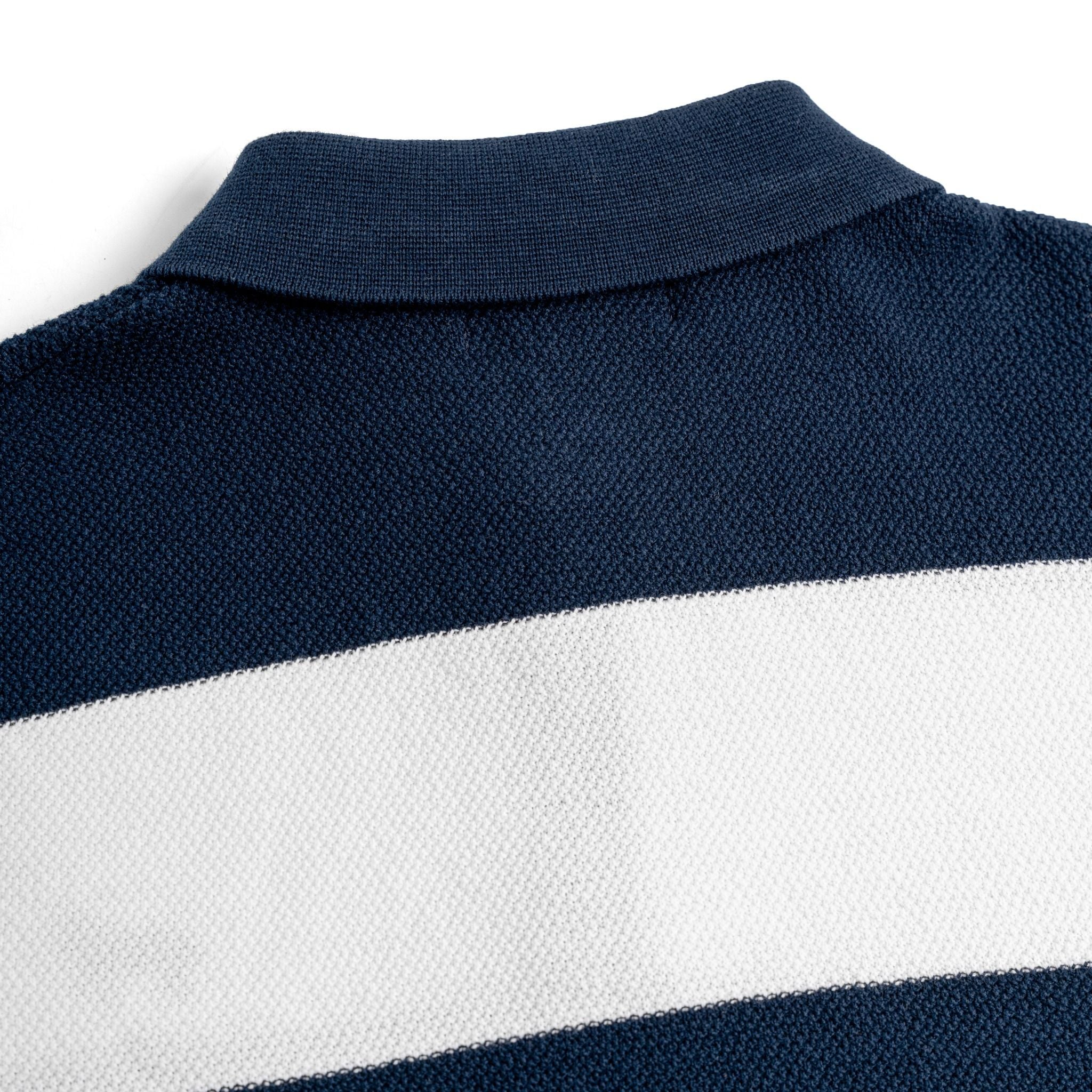 Áo Polo Dệt Kim By Cotton Thêu Ngựa Sọc Trắng - Xanh Đen