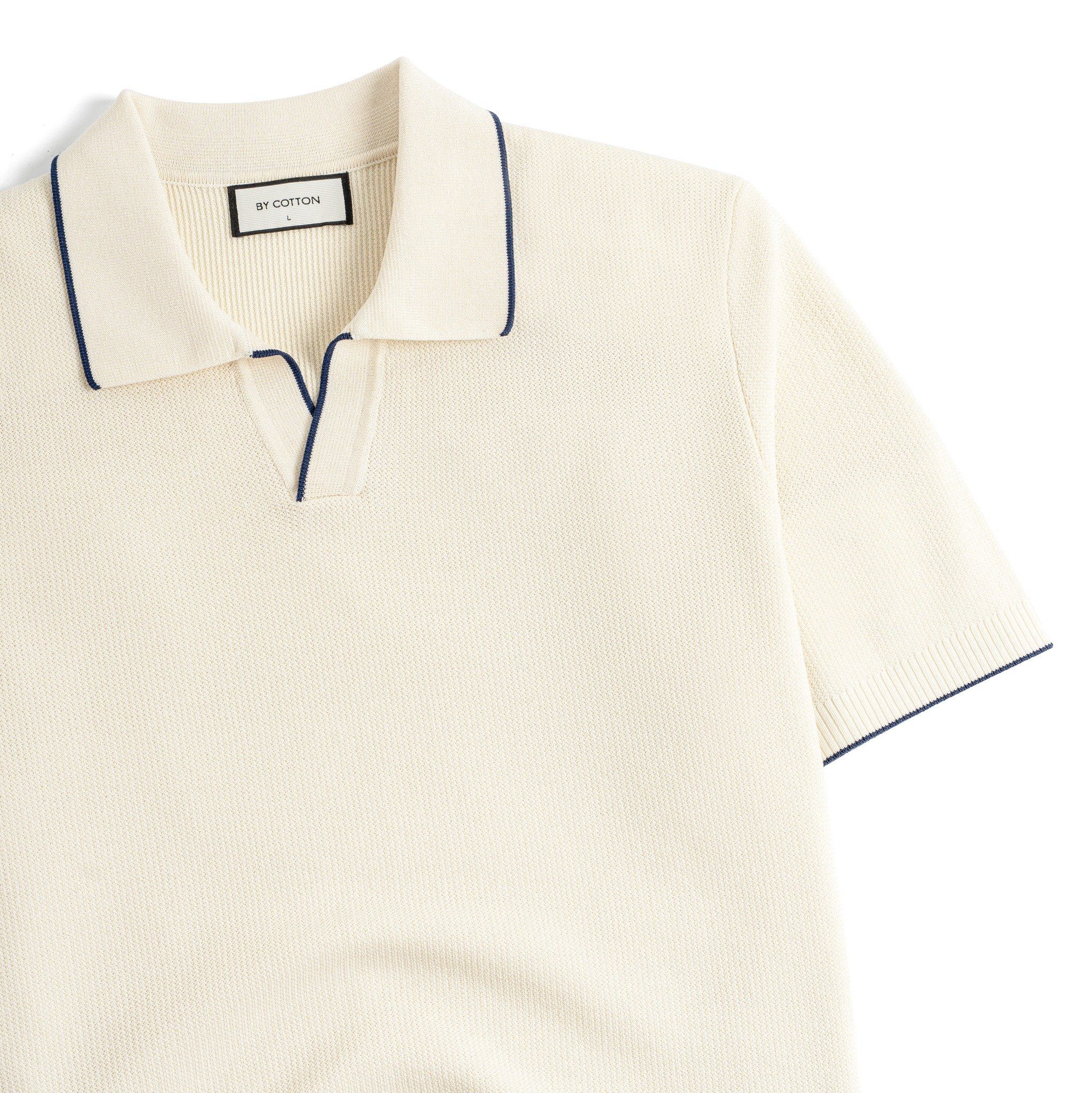 Áo Polo Dệt Kim By Cotton Visco Kem