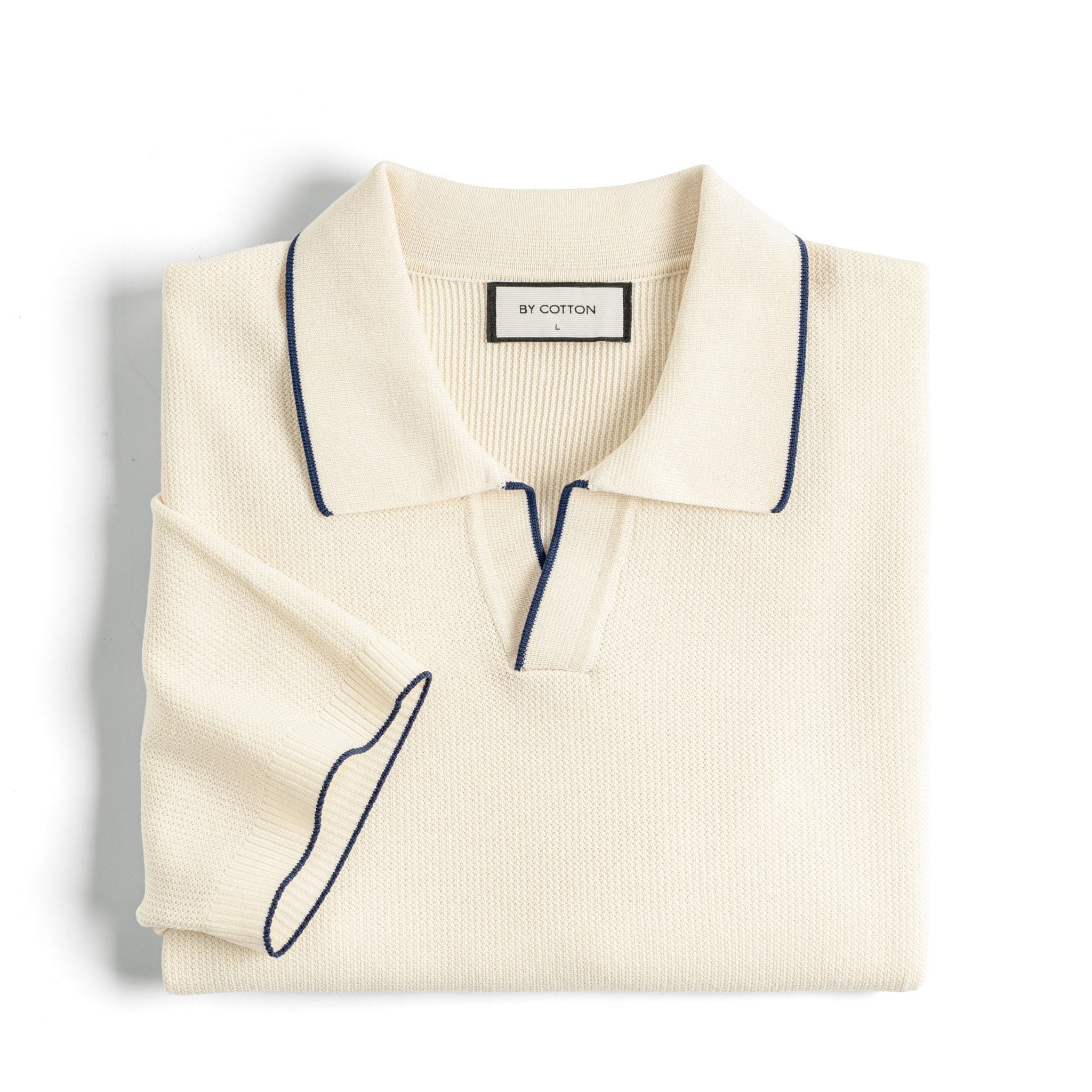 Áo Polo Dệt Kim By Cotton Visco Kem