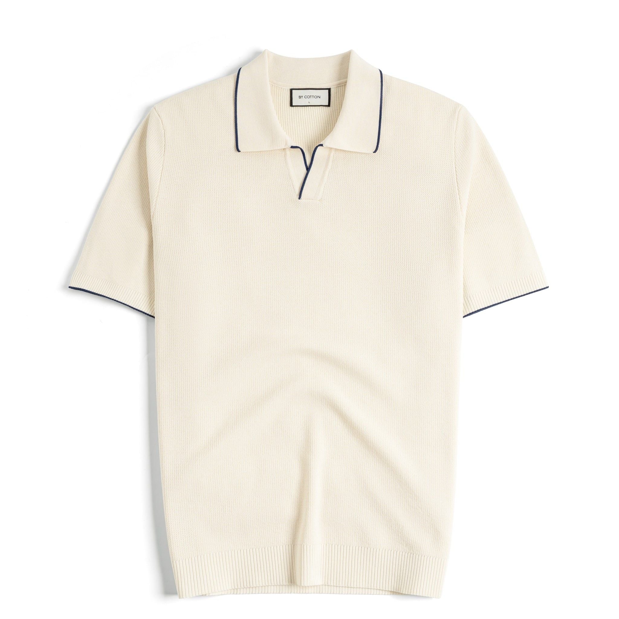 Áo Polo Dệt Kim By Cotton Visco Kem