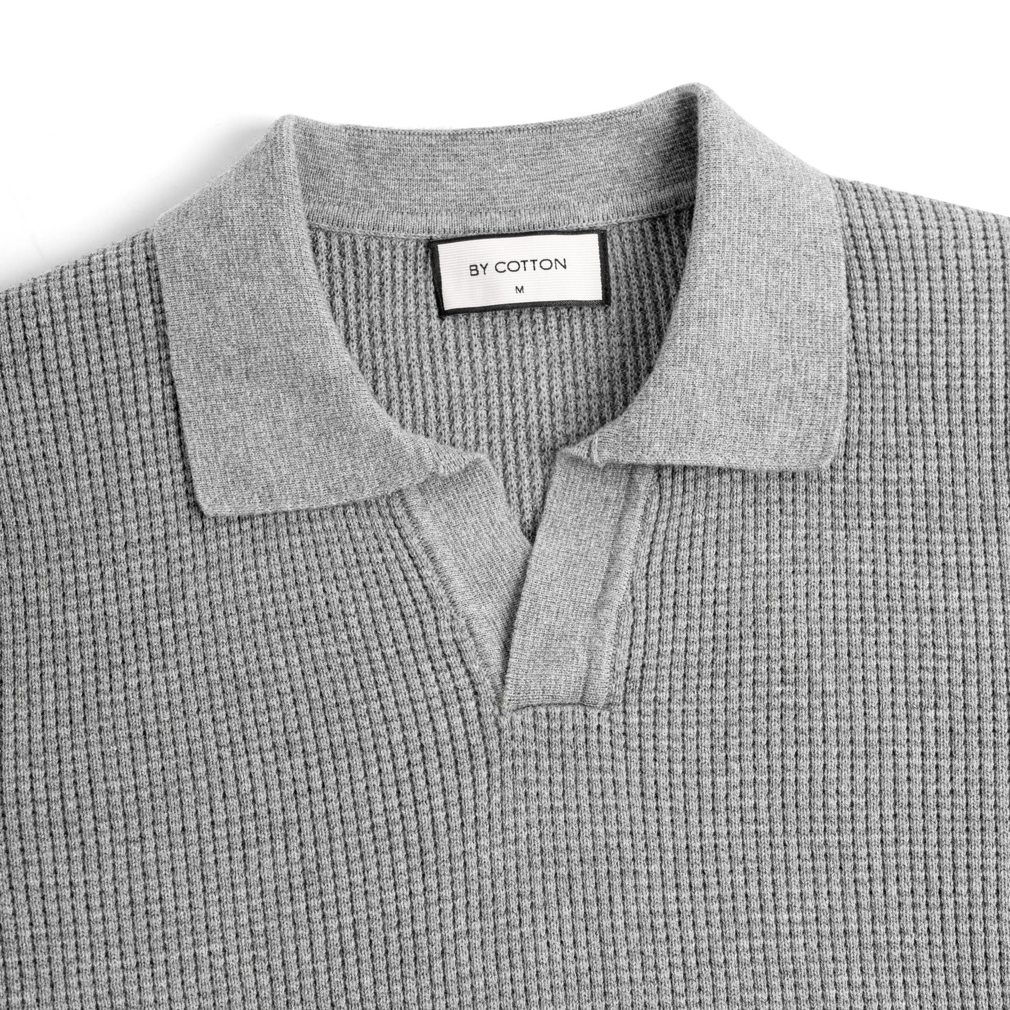 Áo Polo Dệt Kim By Cotton Waffle Xám