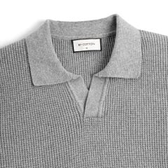 Áo Polo Dệt Kim By Cotton Waffle Xám
