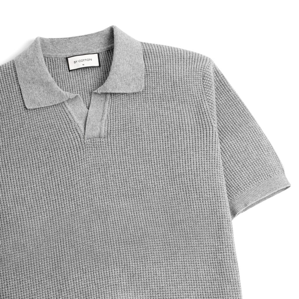 Áo Polo Dệt Kim By Cotton Waffle Xám