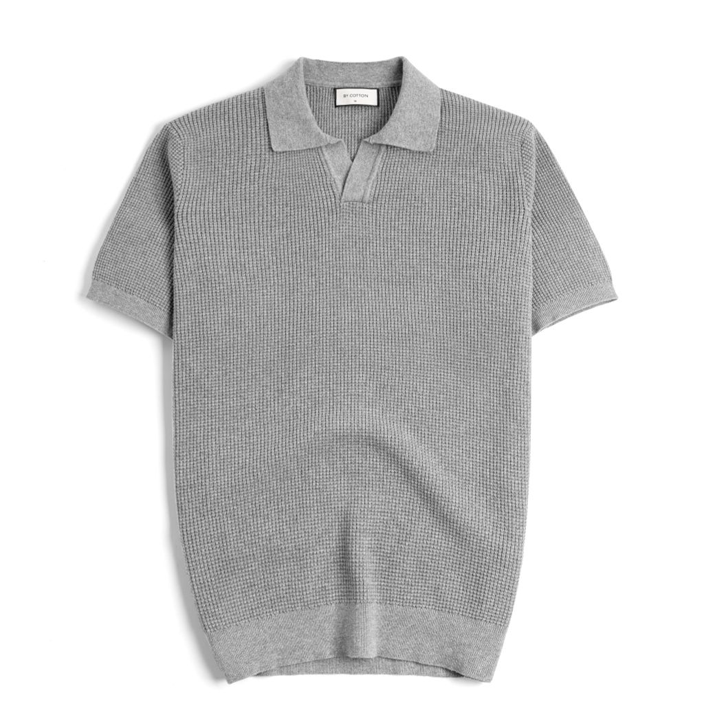 Áo Polo Dệt Kim By Cotton Waffle Xám