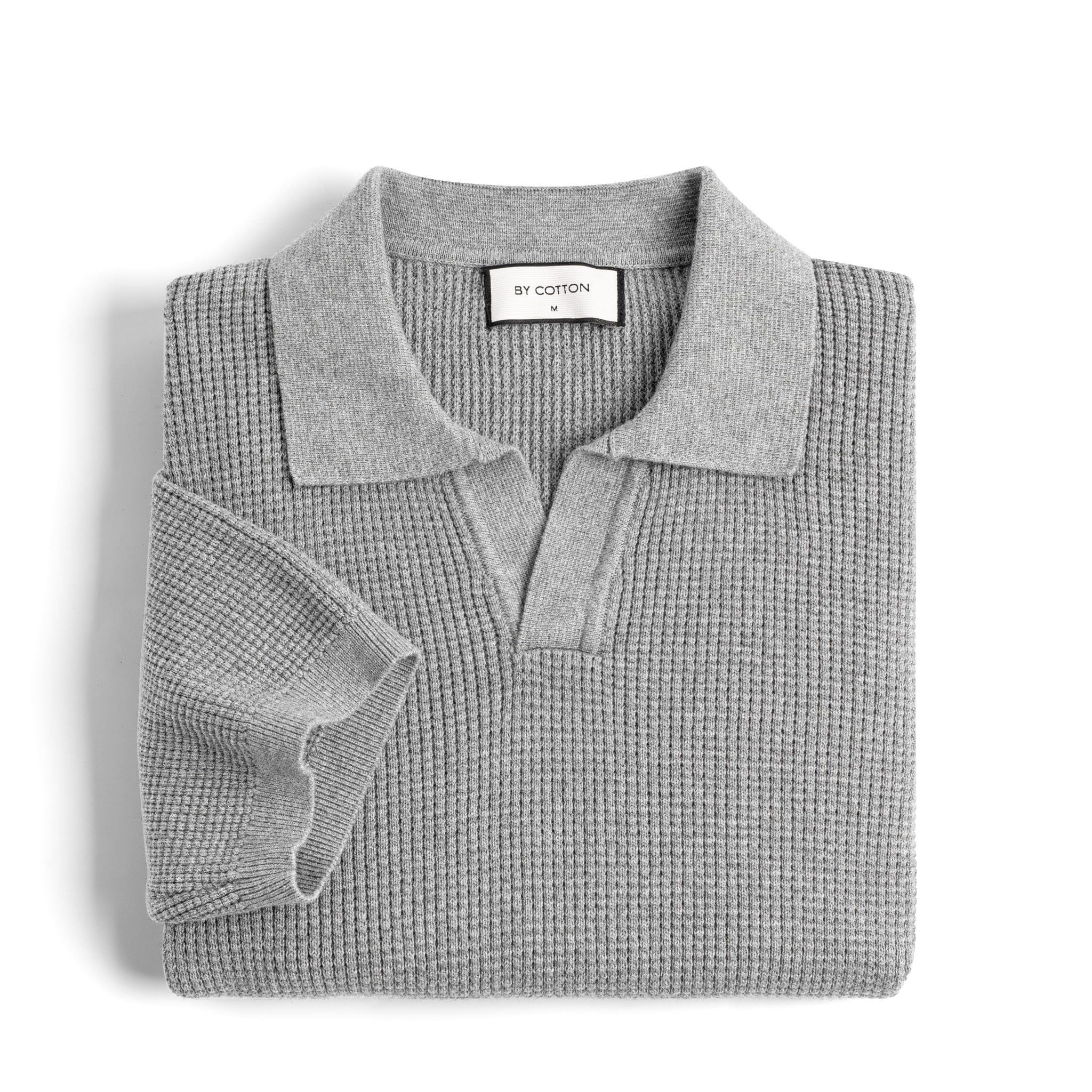 Áo Polo Dệt Kim By Cotton Waffle Xám