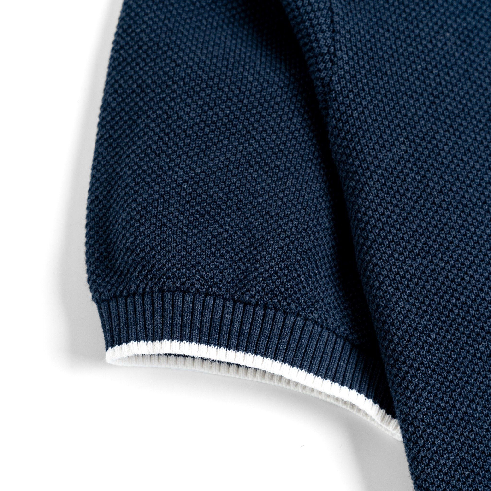 Áo Polo Dệt Kim By Cotton Melange Xanh Đen SS2