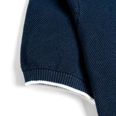 Áo Polo Dệt Kim By Cotton Melange Xanh Đen SS2