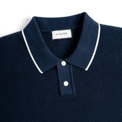Áo Polo Dệt Kim By Cotton Melange Xanh Đen SS2