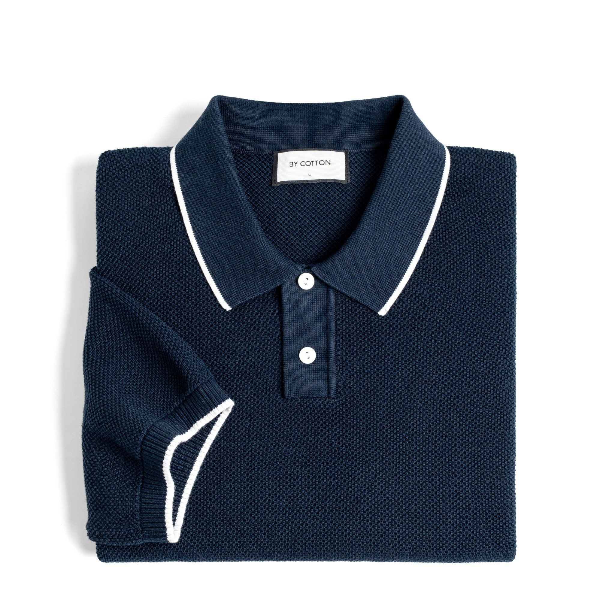 Áo Polo Dệt Kim By Cotton Melange Xanh Đen SS2