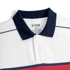 Áo Thun Polo By Cotton In Sọc Ngực Xanh Đen Đỏ