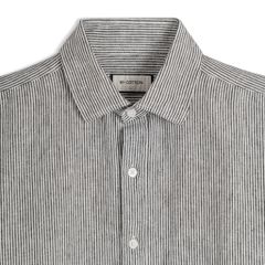 Áo Sơ Mi Nam By Cotton Linen Sọc Nhuyễn Đen