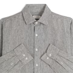 Áo Sơ Mi Nam By Cotton Linen Sọc Nhuyễn Đen