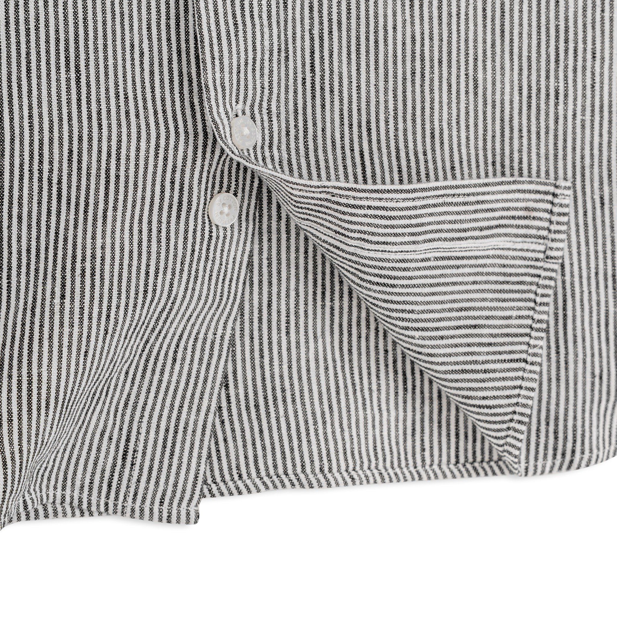 Áo Sơ Mi Nam By Cotton Linen Sọc Nhuyễn Đen