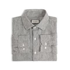 Áo Sơ Mi Nam By Cotton Linen Sọc Nhuyễn Đen