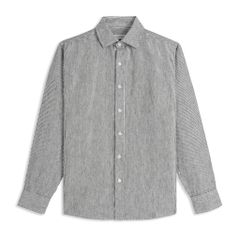 Áo Sơ Mi Nam By Cotton Linen Sọc Nhuyễn Đen