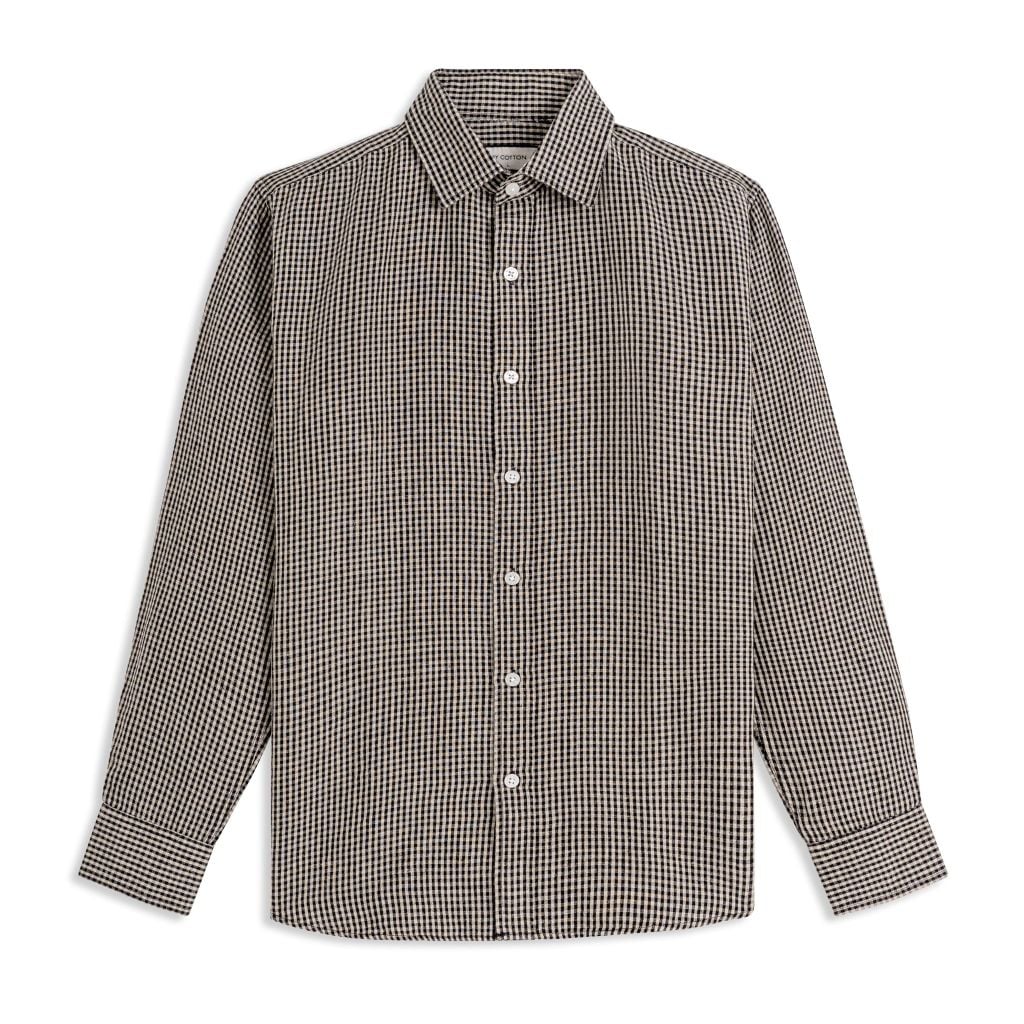 Áo Sơ Mi Nam By Cotton Linen Caro Đen