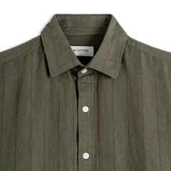 Áo Sơ Mi Nam By Cotton Linen Rêu Sọc