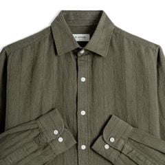 Áo Sơ Mi Nam By Cotton Linen Rêu Sọc