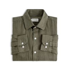 Áo Sơ Mi Nam By Cotton Linen Rêu Sọc