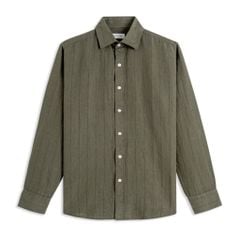 Áo Sơ Mi Nam By Cotton Linen Rêu Sọc
