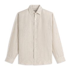 Áo Sơ Mi Nam By Cotton Linen Sọc Nhuyễn Nâu