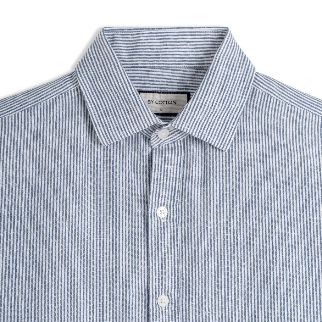 Áo Sơ Mi Nam By Cotton Linen Sọc Nhuyễn Xanh Đen