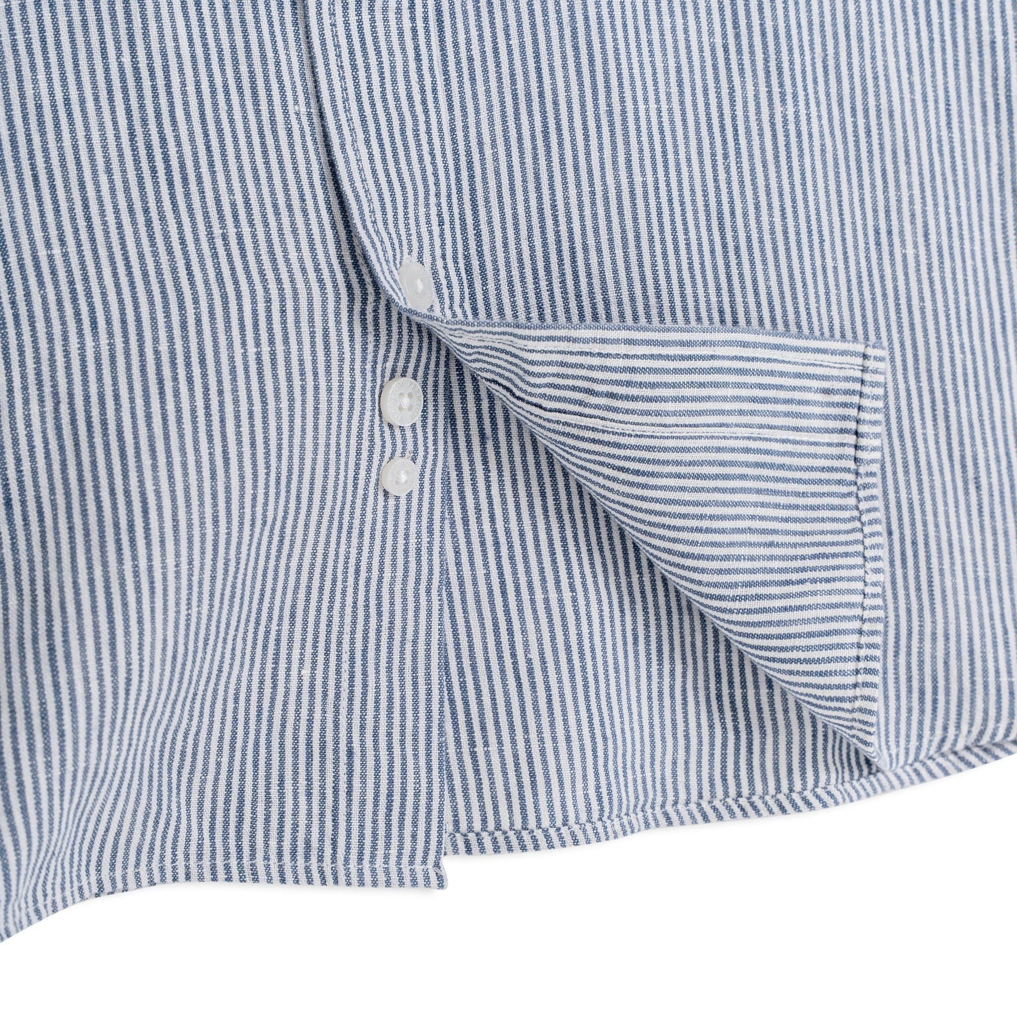 Áo Sơ Mi Nam By Cotton Linen Sọc Nhuyễn Xanh Đen