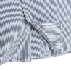 Áo Sơ Mi Nam By Cotton Linen Sọc Nhuyễn Xanh Đen