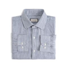 Áo Sơ Mi Nam By Cotton Linen Sọc Nhuyễn Xanh Đen