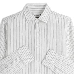 Áo Sơ Mi Nam By Cotton Linen Trắng Sọc Đen