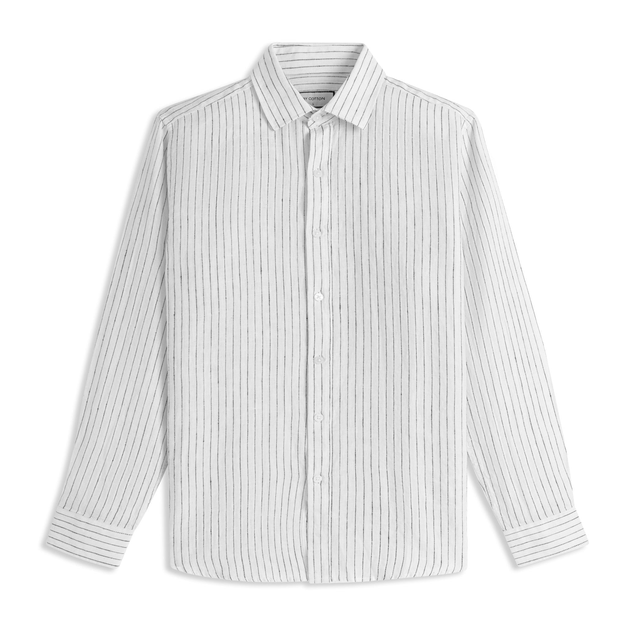 Áo Sơ Mi Nam By Cotton Linen Trắng Sọc Đen