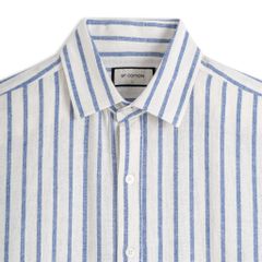 Áo Sơ Mi Nam By Cotton Linen Trắng Sọc Xanh