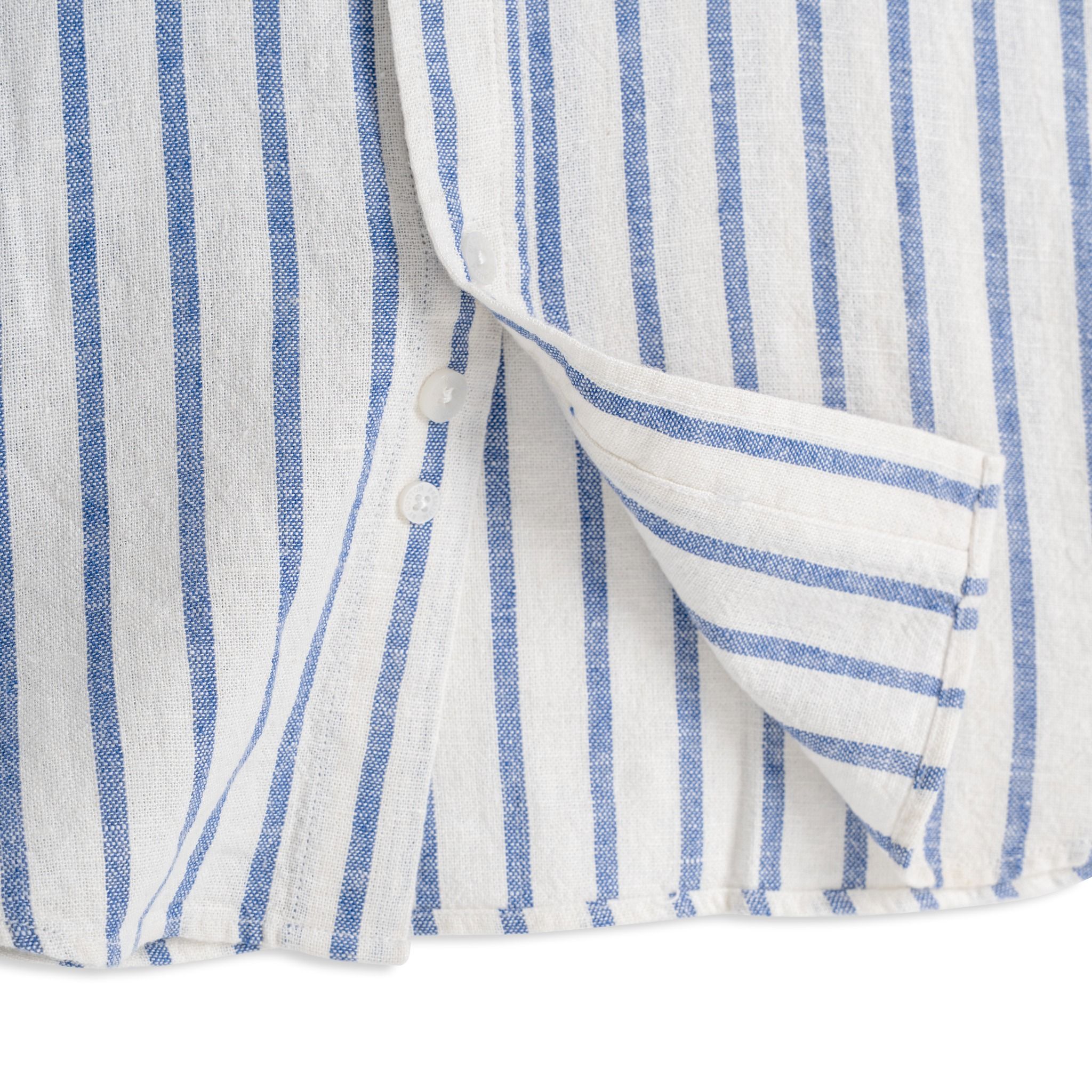 Áo Sơ Mi Nam By Cotton Linen Trắng Sọc Xanh