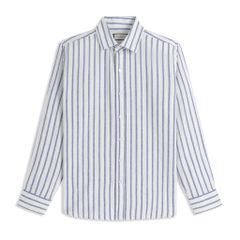 Áo Sơ Mi Nam By Cotton Linen Trắng Sọc Xanh