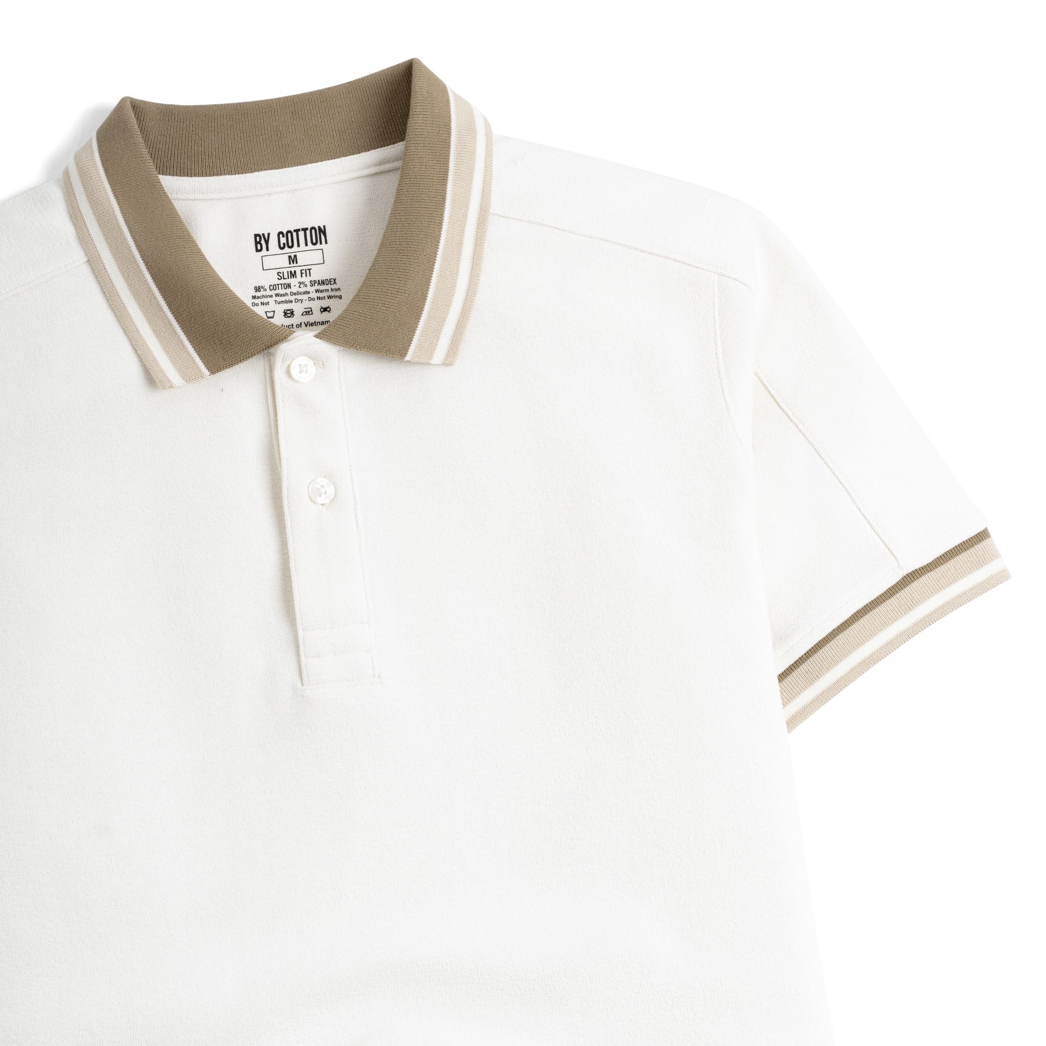 Áo Thun Polo By Cotton 2Layer Kem Phối Bo