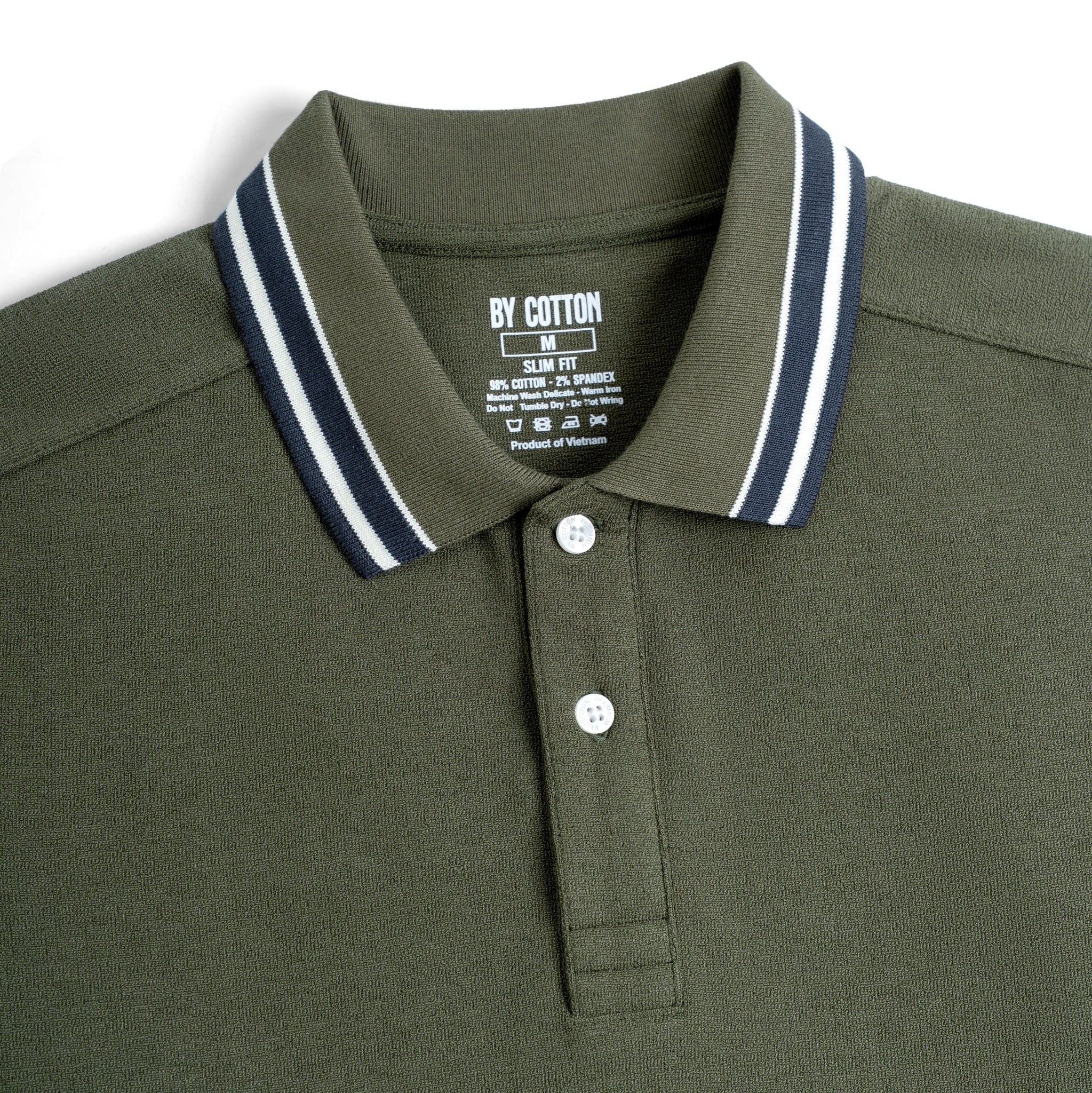 Áo Thun Polo By Cotton 2Layer Rêu Phối Bo