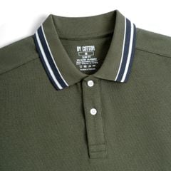 Áo Thun Polo By Cotton 2Layer Rêu Phối Bo